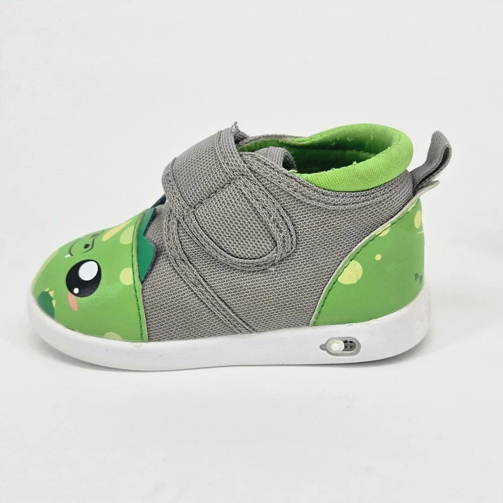 ikiki Oliver the Dragon Squeaky Wide Toe Box Grey Green Toddler Shoes Sneaker 5